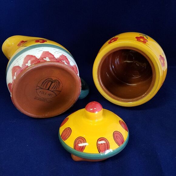 Hand Painted Folk Art Cream & Sugar Set - Garden Path Design - Made in Poland - Picture 3 of 5